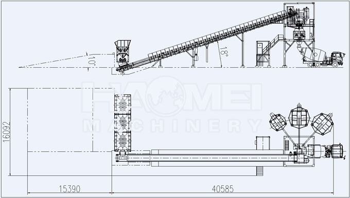 HZS90 concrete batching plant structure chart
