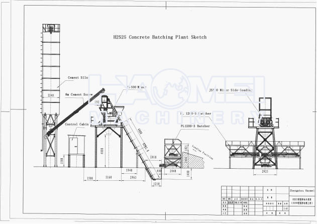 HZS25 Concrete Batching Plant Structure Chart