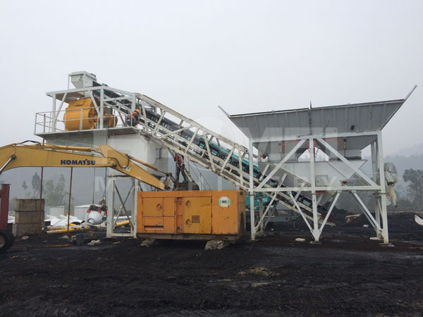 Haomei YHZS60 mobile concrete batching plant in Indonesia install successfully