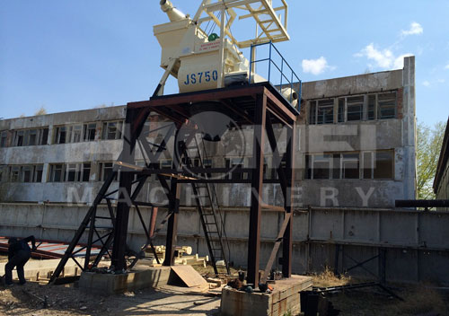 HZS35 small concrete mixing plant shipped to Russia