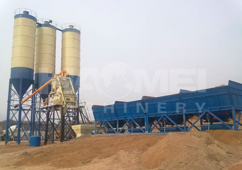 Haomei HZS75 concrete batching plant for sale in Dengfeng