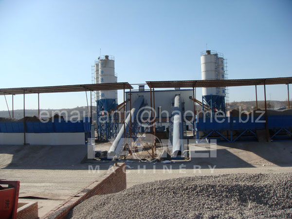 HZS120 belt conveyor concrete batching plant,skip hopper type concrete plant